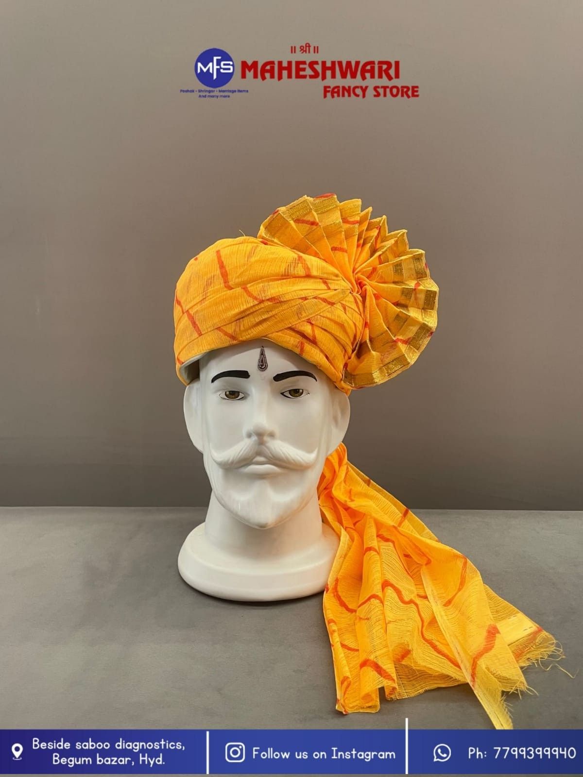 Mango Lehariya Barati Pagdi Fabric