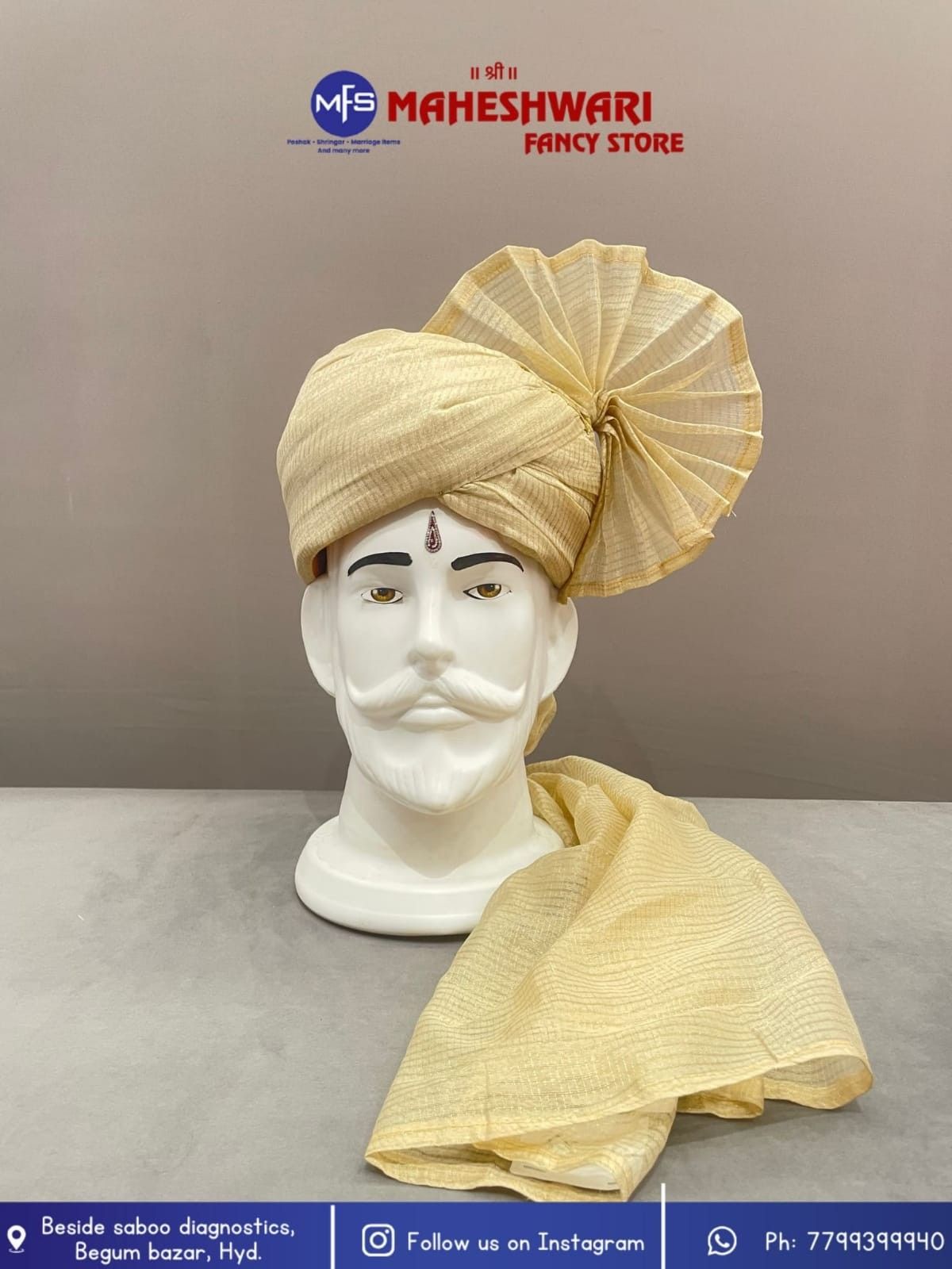 Tissue Cream Cloth Barati Pagdi