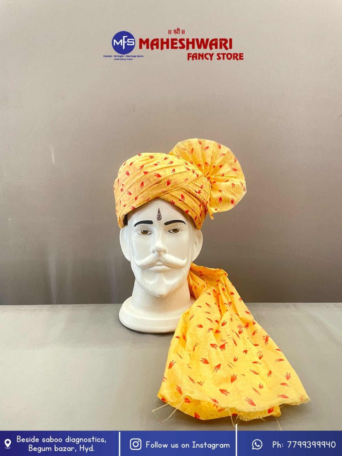 Digital Chiku Print Barati Pagdi Fabric