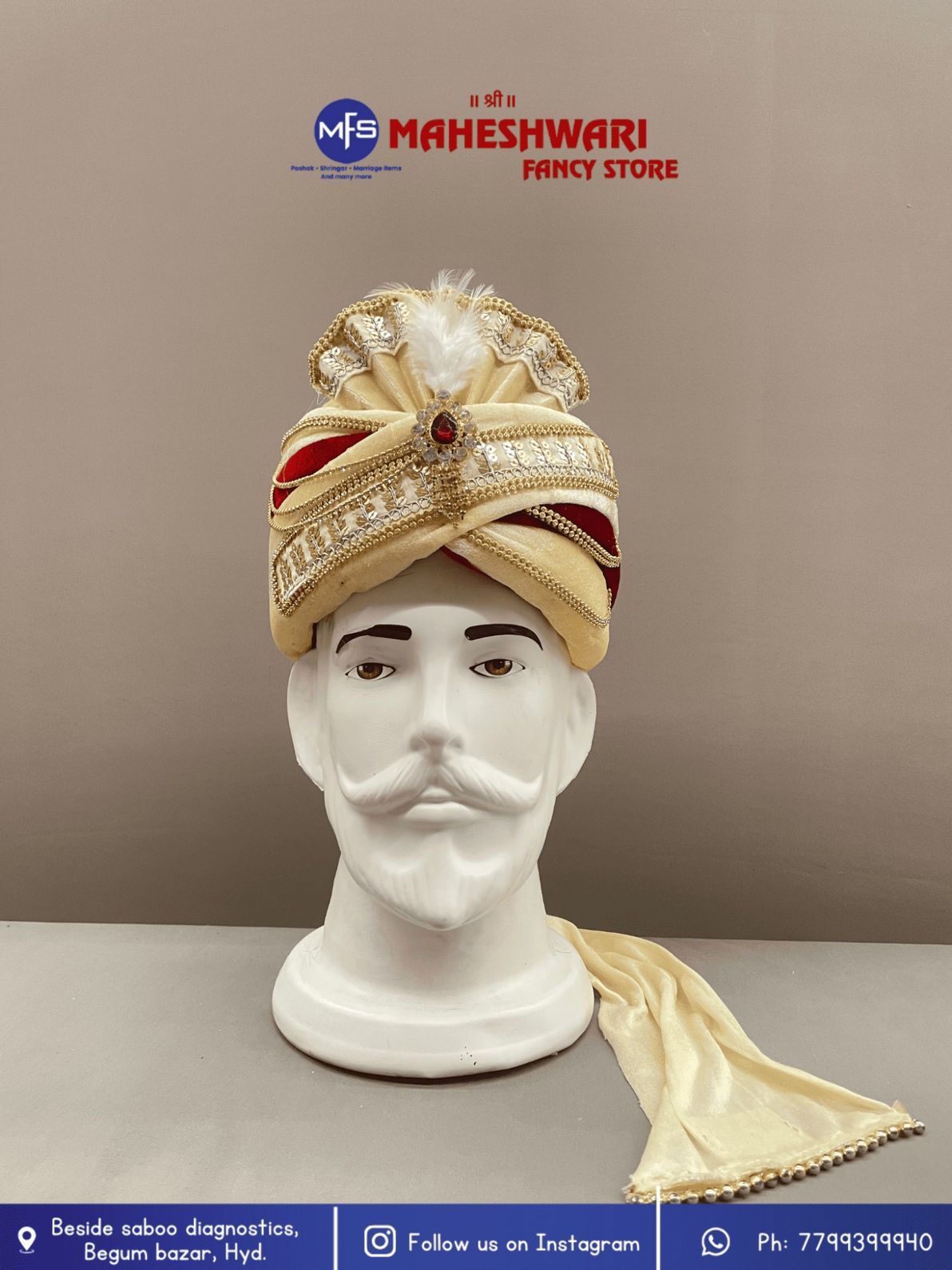 Fancy Cream Dulha Pagdi