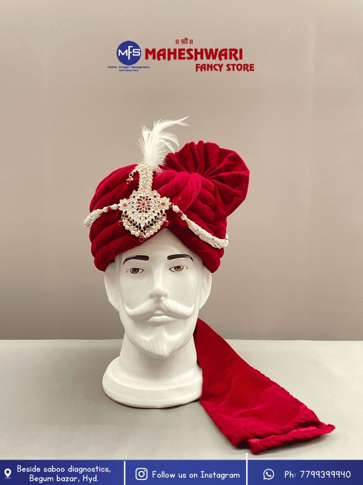 MFS Wedding Essentials - Velvet Maroon Dulha Pagdi