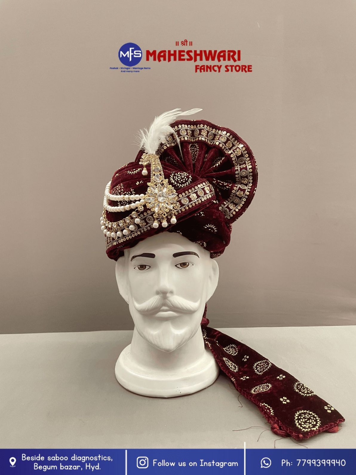 MFS Wedding Essentials - Fancy Maroon  Dulha Pagdi