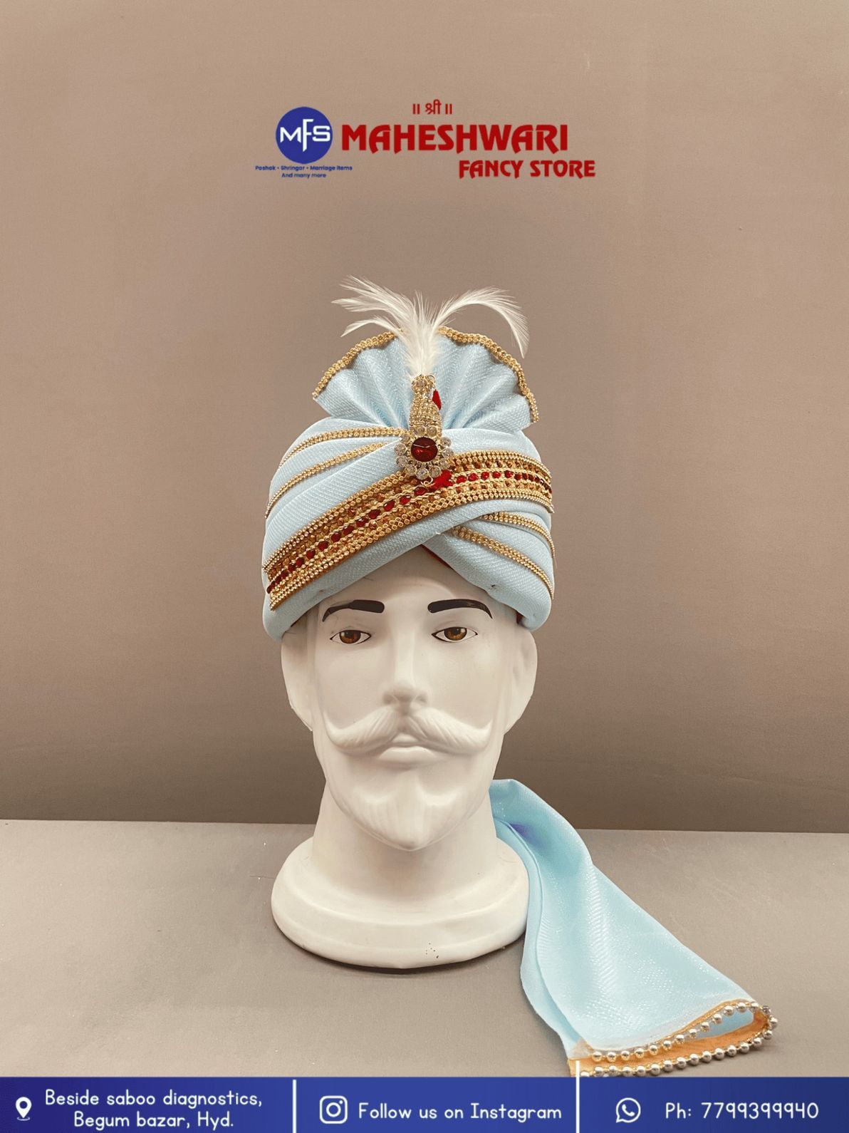 MFS Wedding Essentials - Fancy Sky Blue Dulha Pagdi