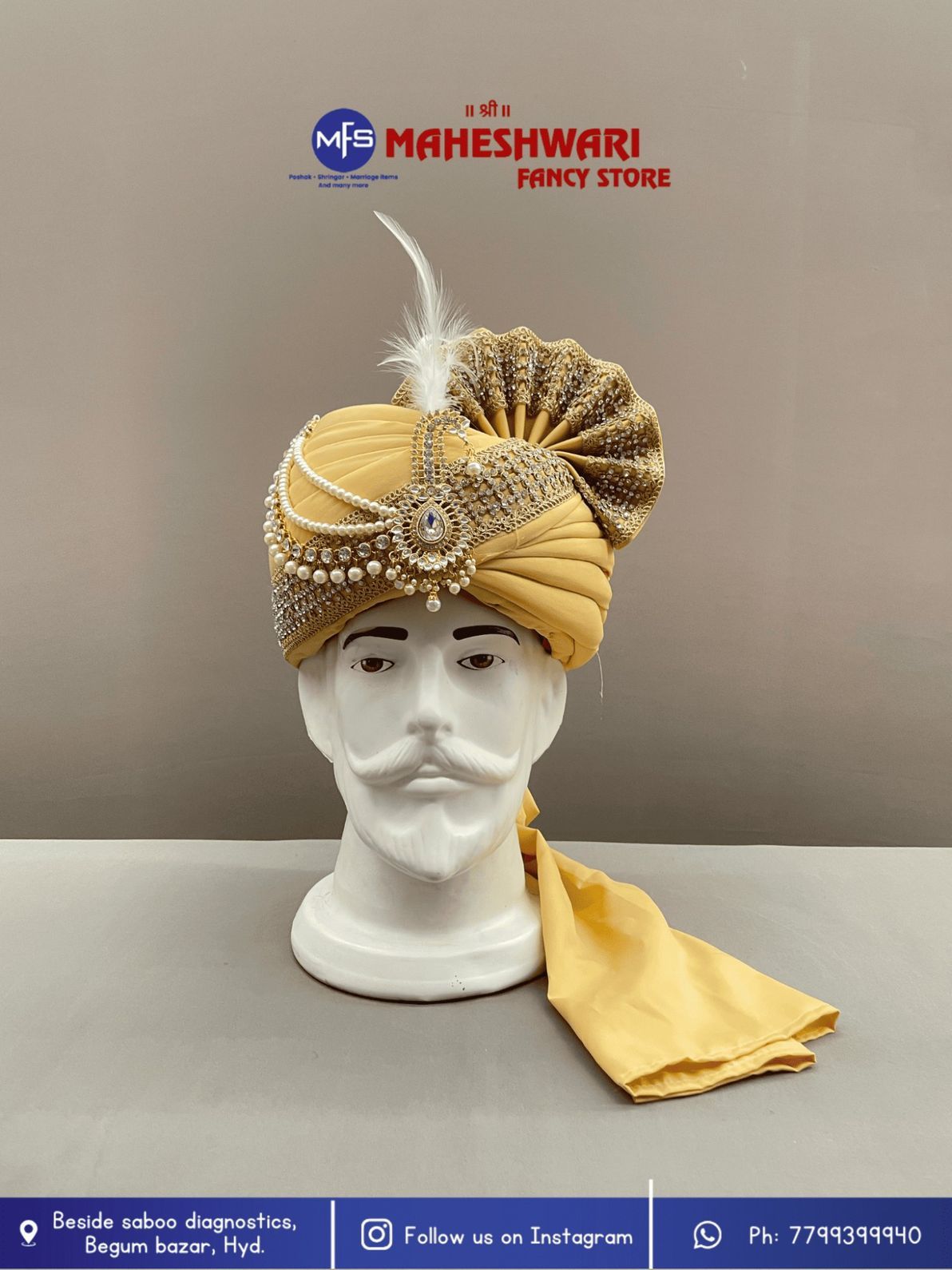 MFS Wedding Essentials - Fancy Golden Dulha Pagdi