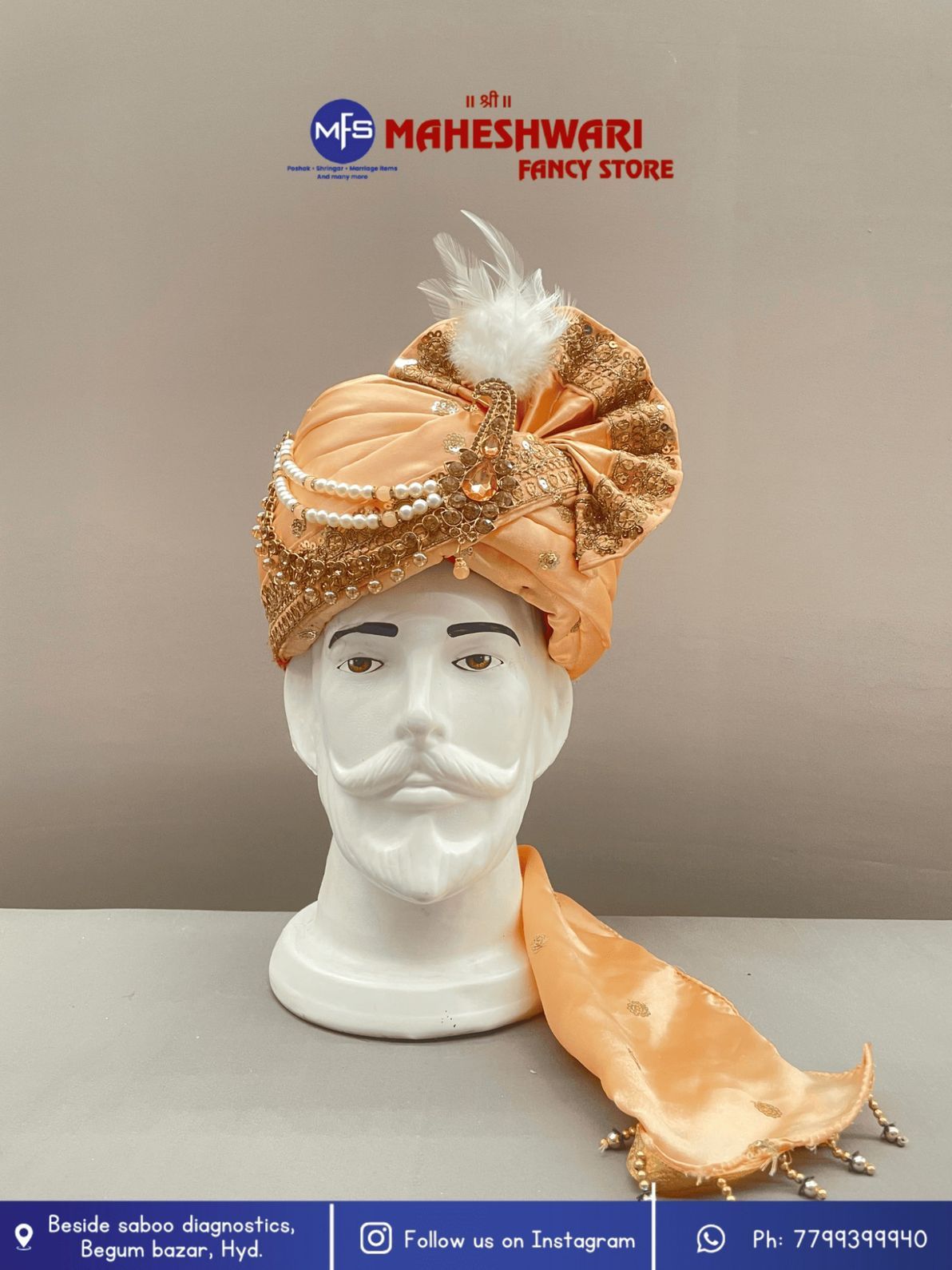 Fancy Peach Dulha Pagdi