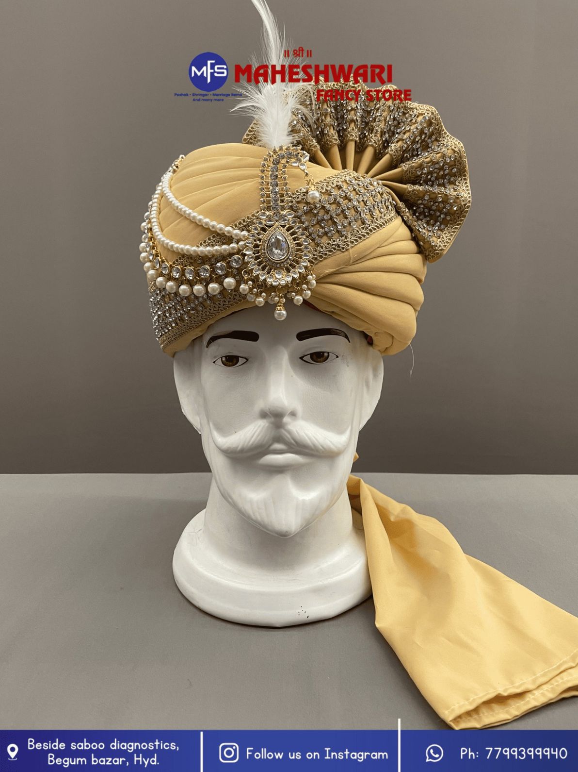 MFS Wedding Essentials - Fancy Golden Dulha Pagdi