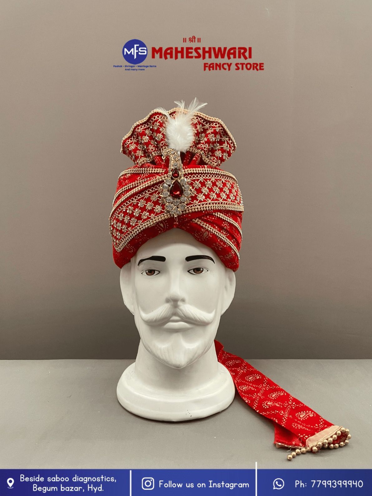 Fancy Red Work Dulha Pagdi