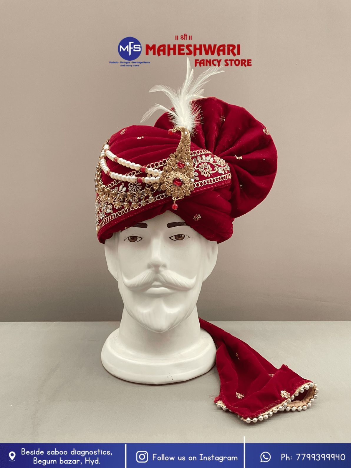 MFS Wedding Essentials - Fancy Maroon  Dulha Pagdi