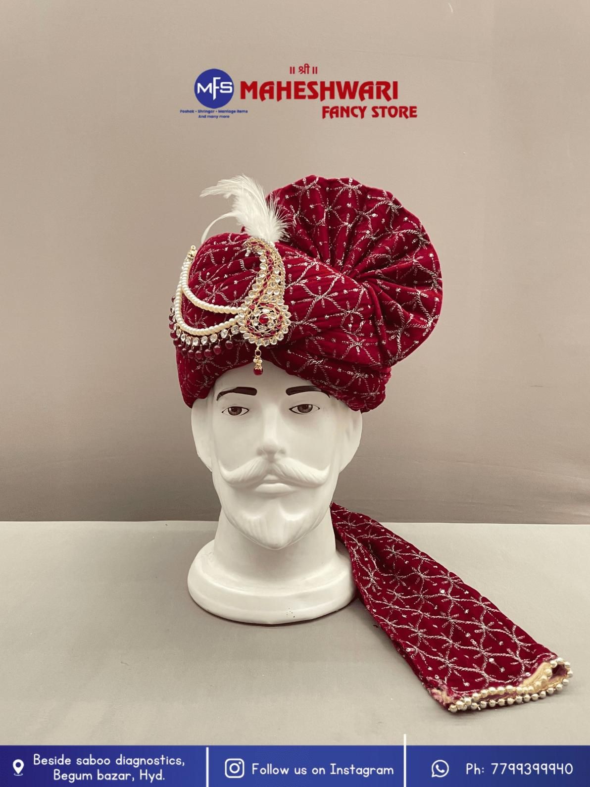 MFS Wedding Essentials - Fancy Maroon  Dulha Pagdi