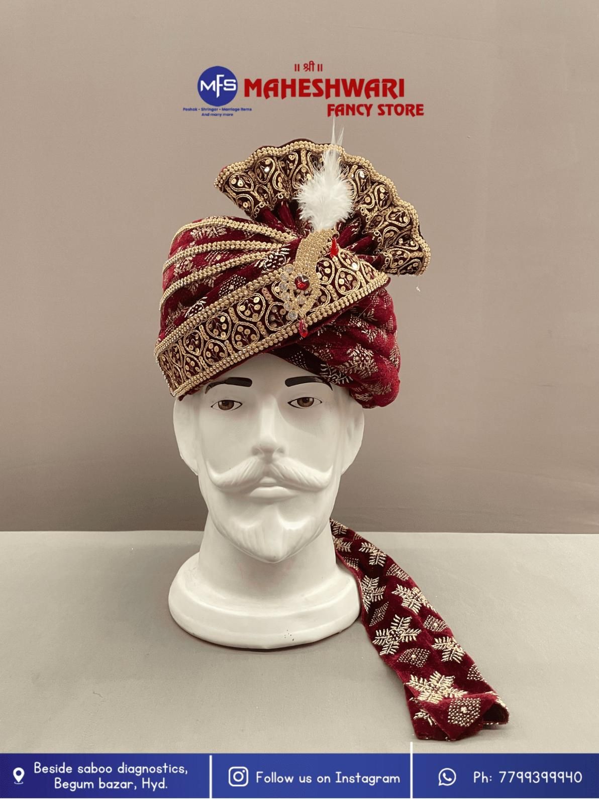 MFS Wedding Essentials - Fancy Maroon  Dulha Pagdi