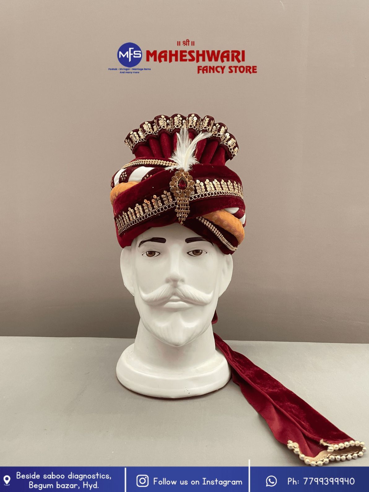 MFS Wedding Essentials - Velvet Maroon Dulha Pagdi