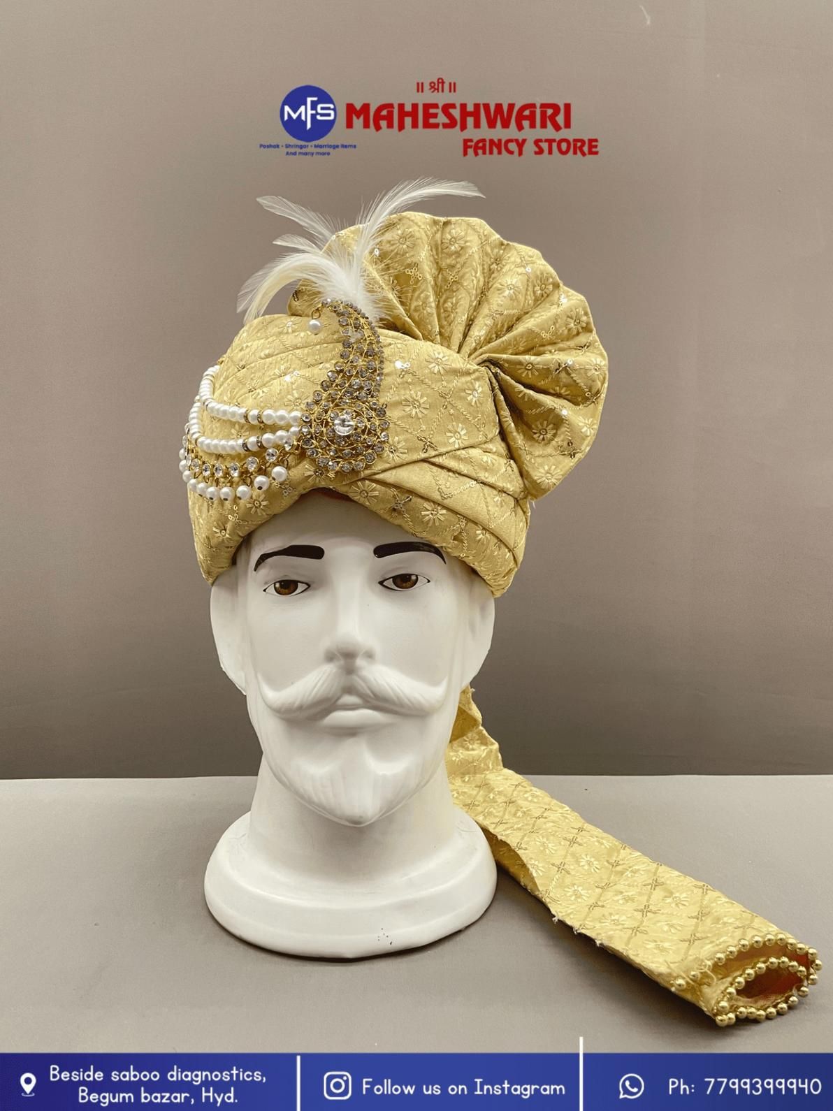 MFS Wedding Essentials - Fancy Golden Dulha Pagdi