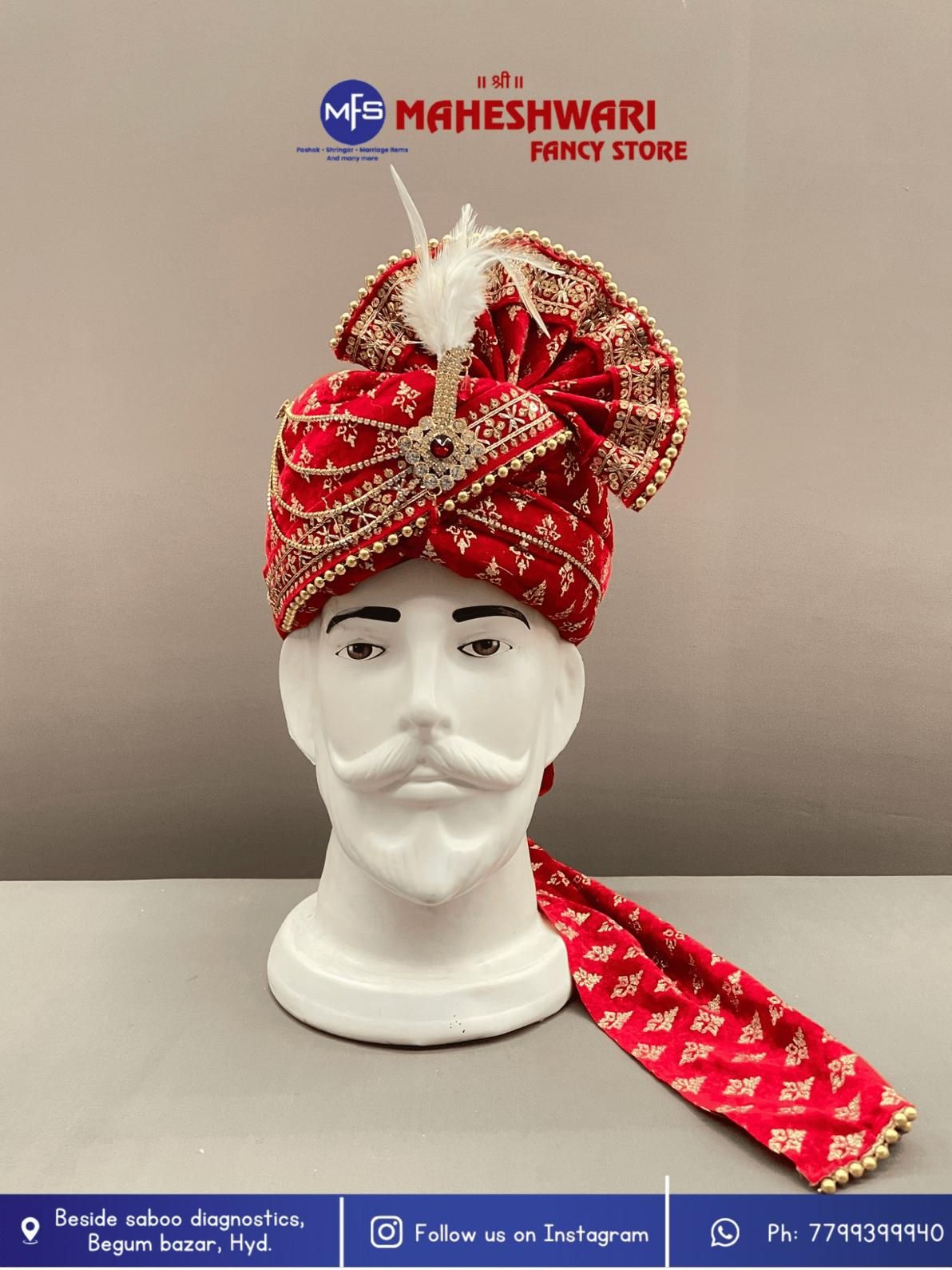 Fancy Red Work Dulha Pagdi