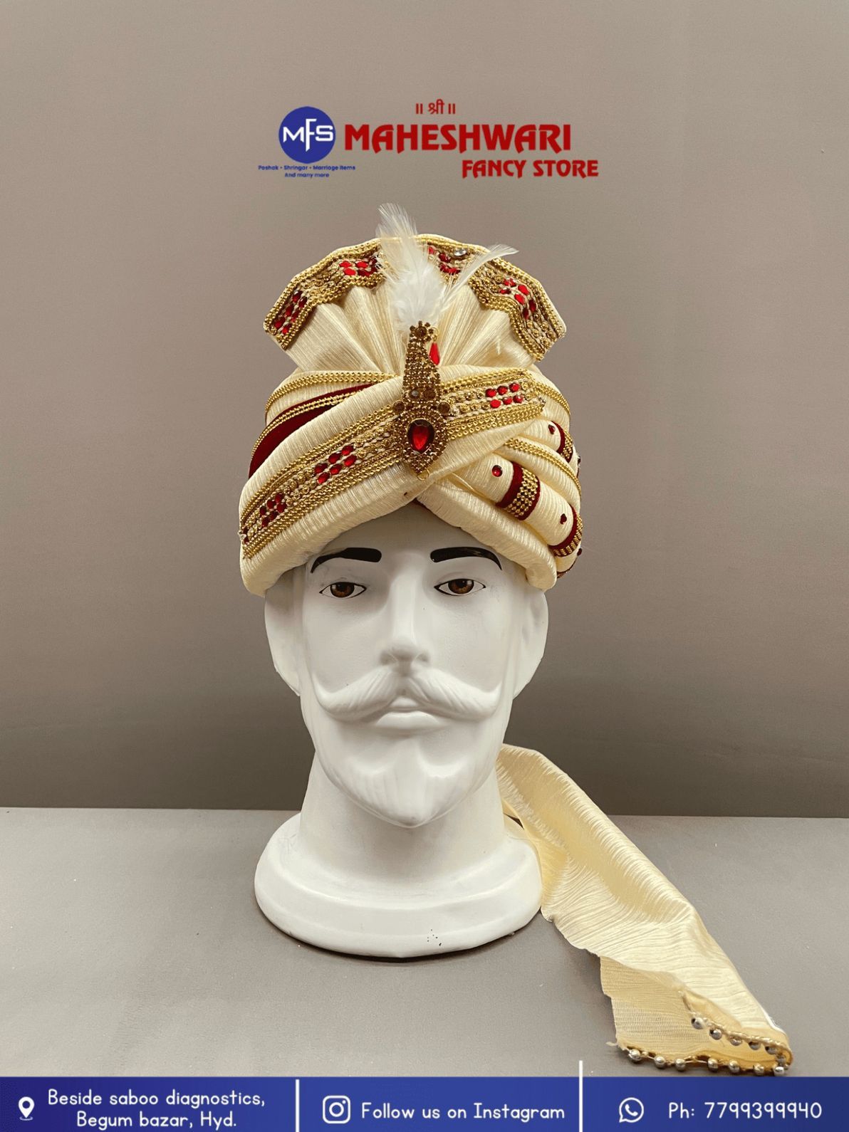 Fancy Cream Dulha Pagdi