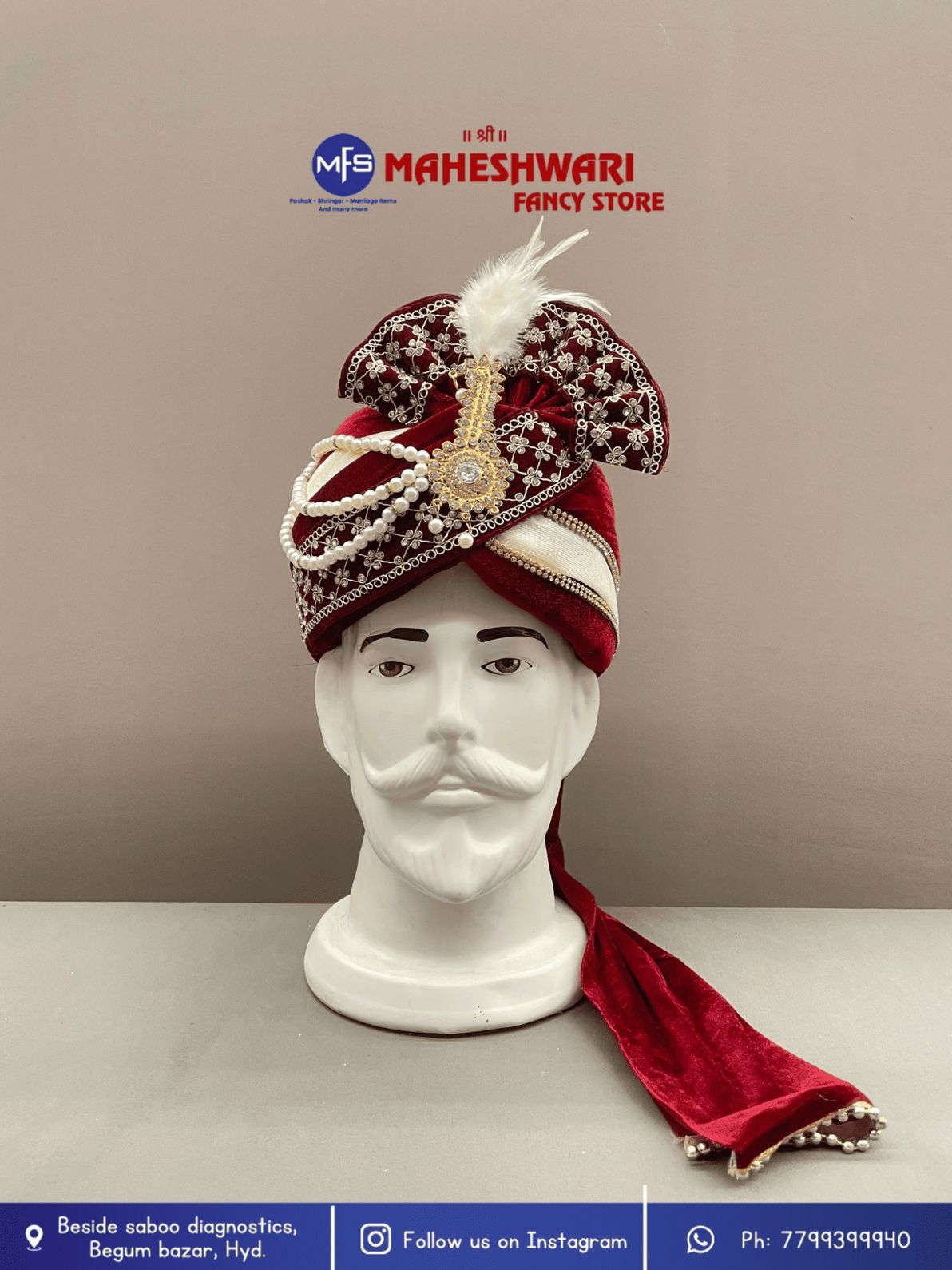 MFS Wedding Essentials - Fancy Maroon  Dulha Pagdi