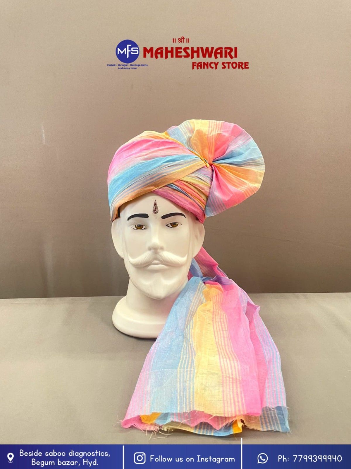 Digital Ambani Print Barati Pagdi Fabric