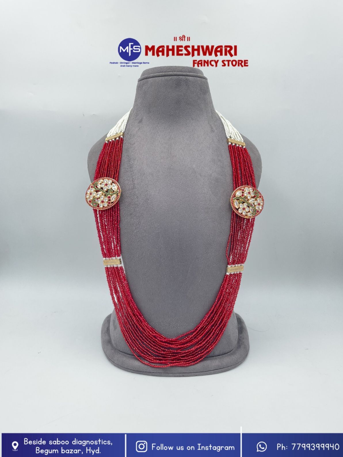 MFS Wedding Essentials - Small Red Crystal Dulha Mala