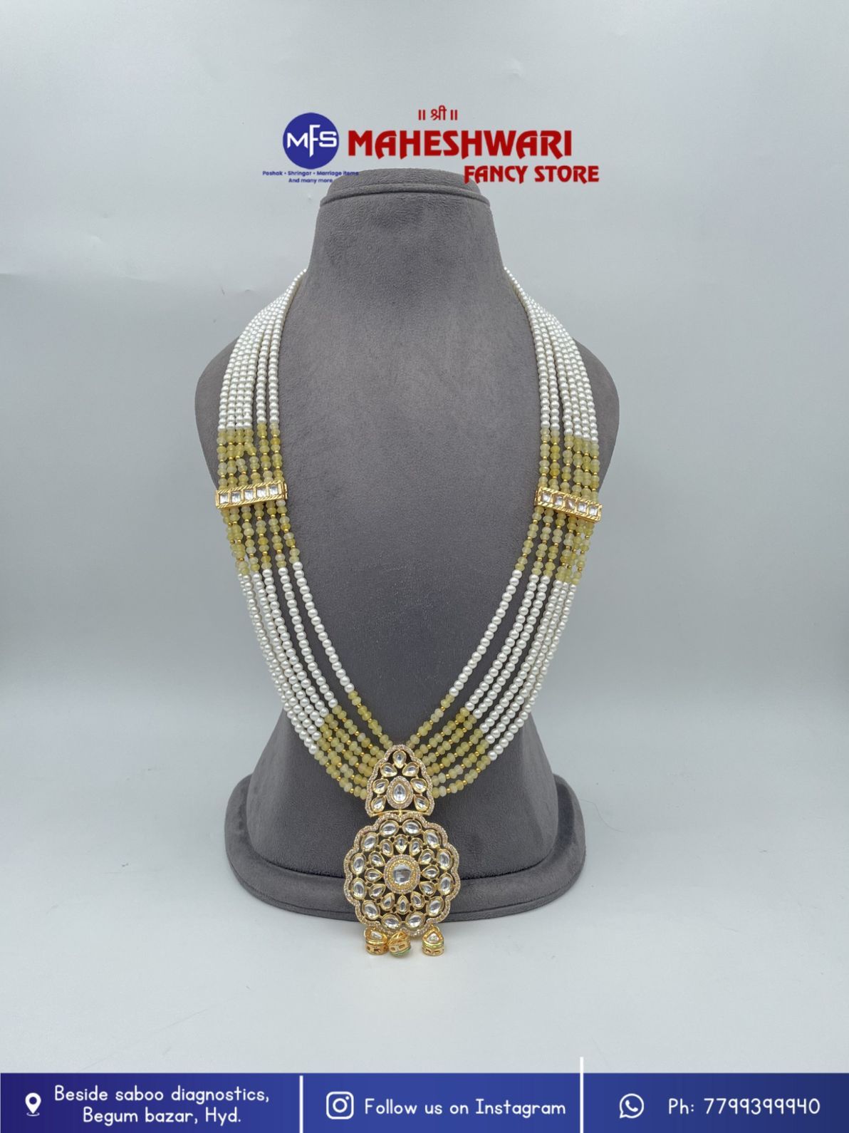 MFS Wedding Essentials - Kundan and Moti Pendant Dulha Mala