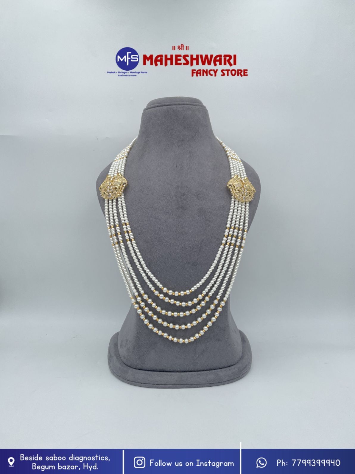 MFS Wedding Essentials - Heavy White Pearls Dulha Mala