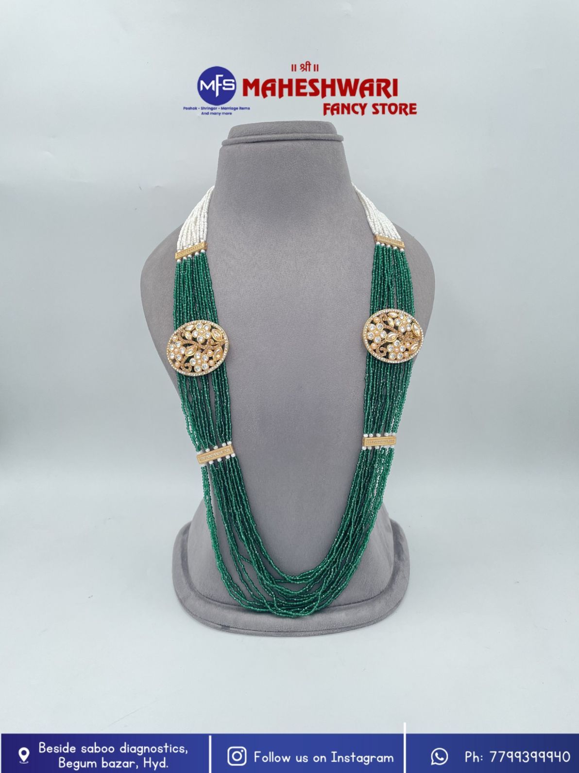 Green Crystal Moti  Dulha Mala