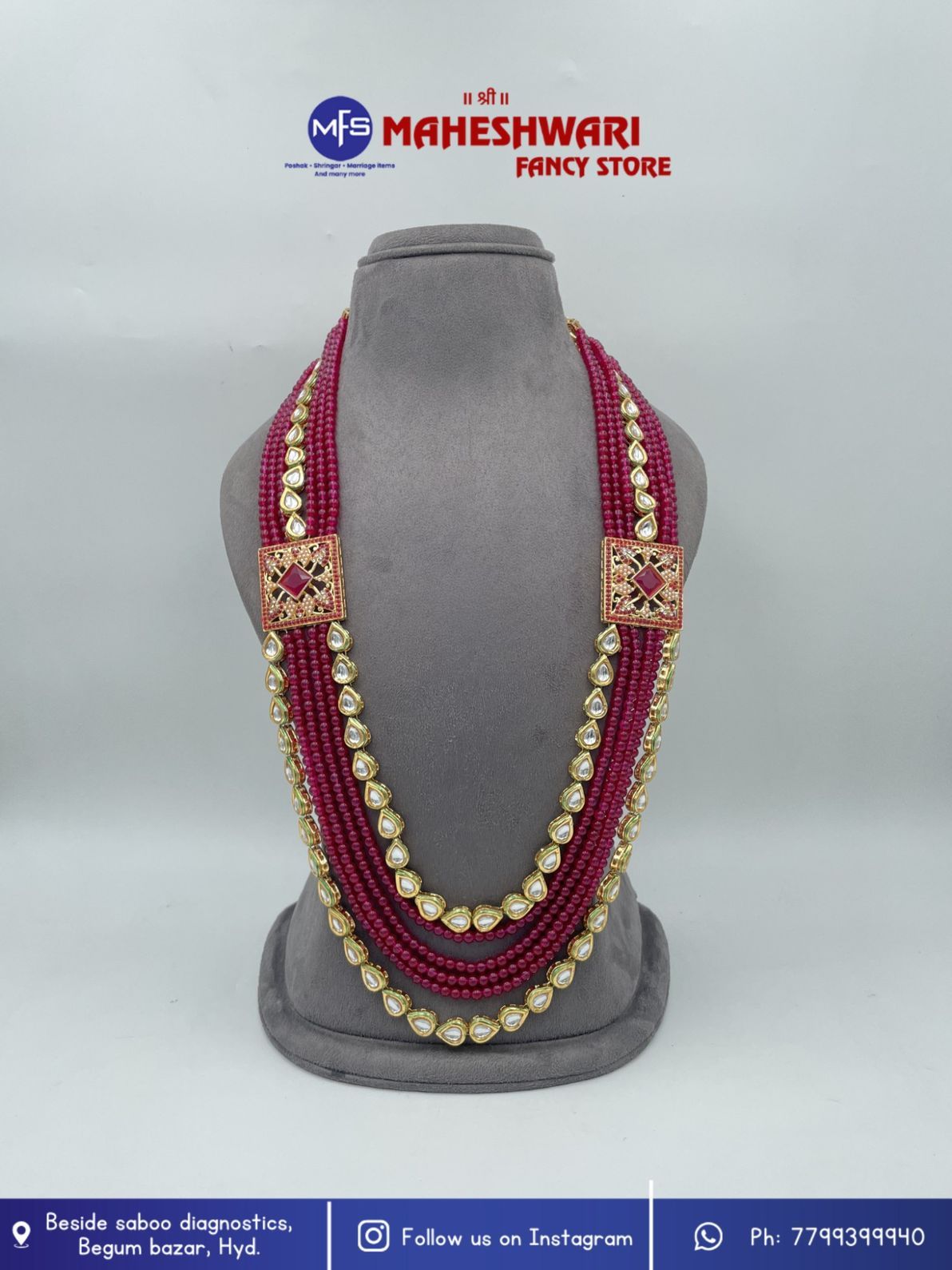 MFS Wedding Essentials - Pink Stone Work Dulha Mala