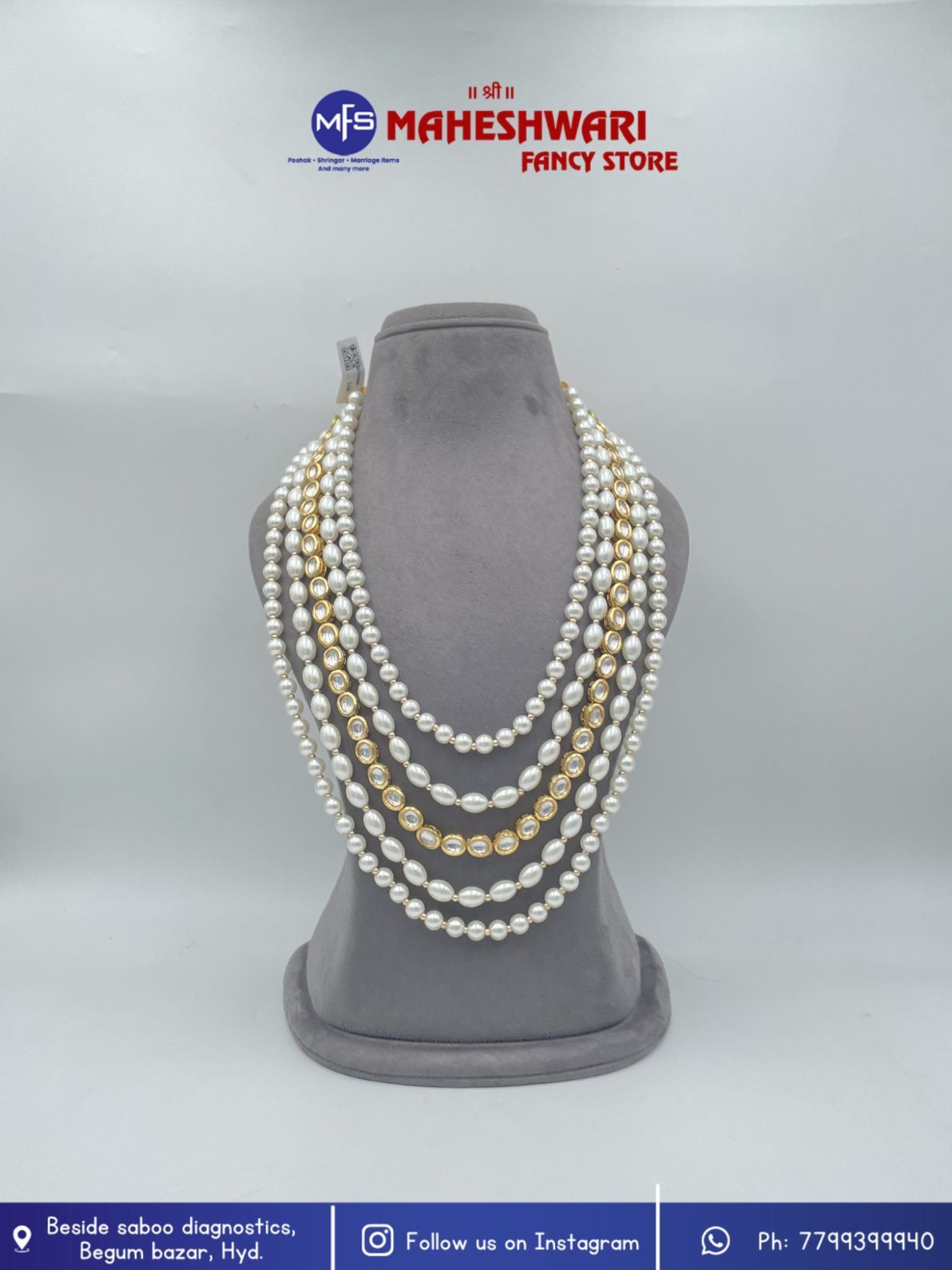 MFS Wedding Essentials - Kundan White Moti Dulha Mala