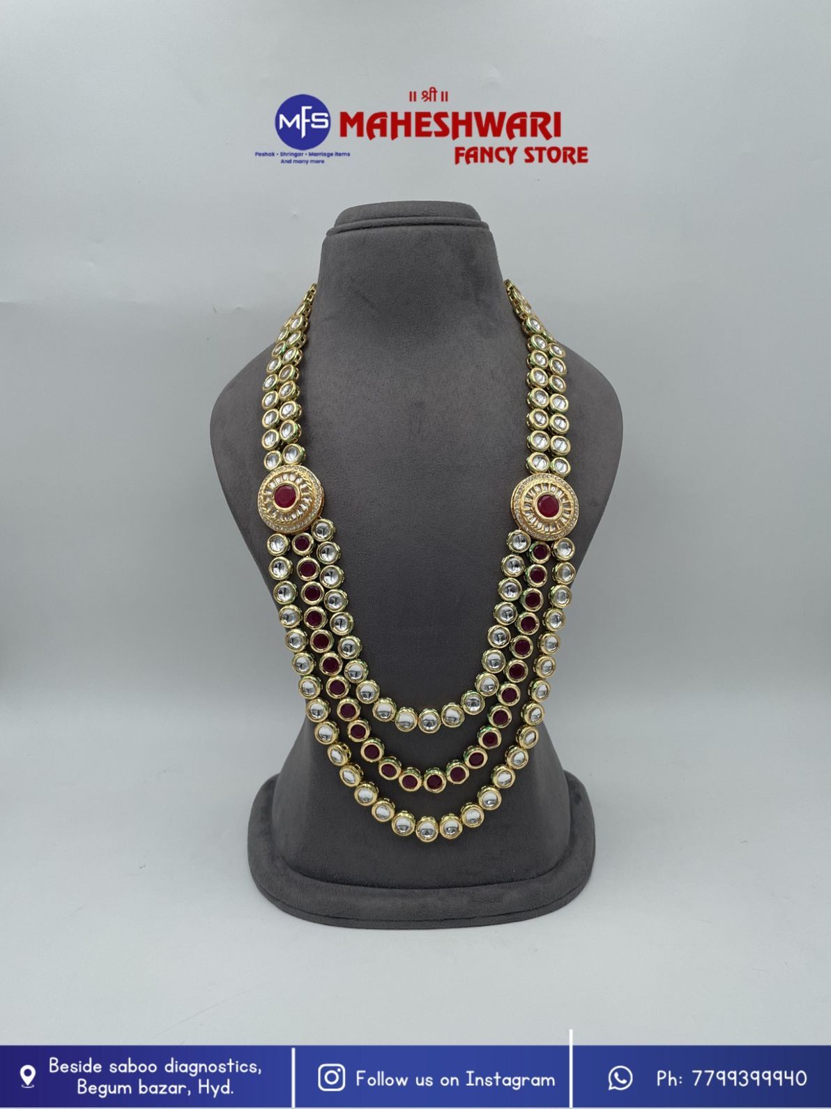 MFS Wedding Essentials - Pink Kundan Dulha Mala