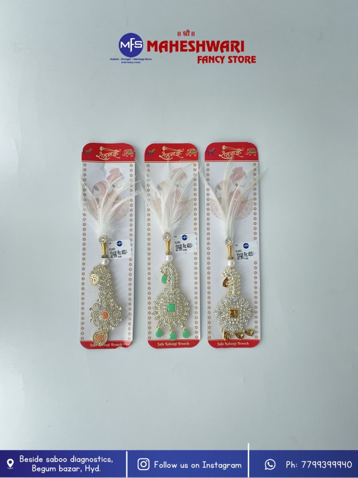 Fancy White Kilangi or Pagdi Brooch