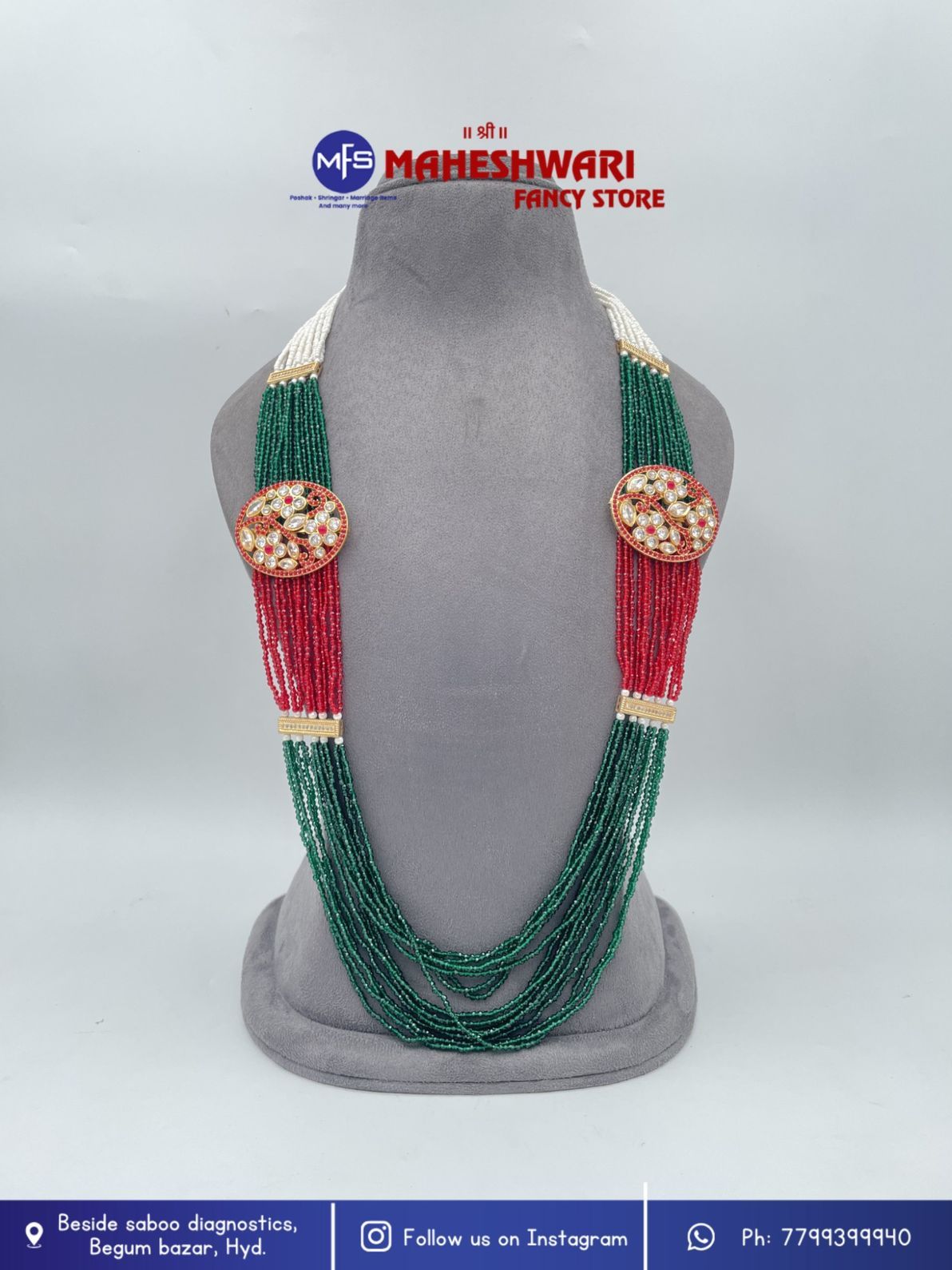MFS Wedding Essentials - Red and Green Crystal Dulha Mala
