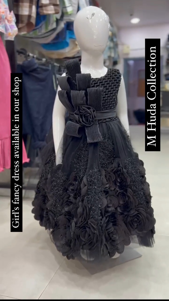 Black Floral Fancy Dress for Girls