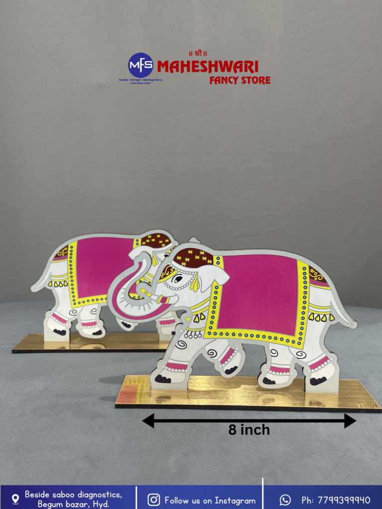 Maheshwari Fancy Store - Pink and White Elephant Cutout