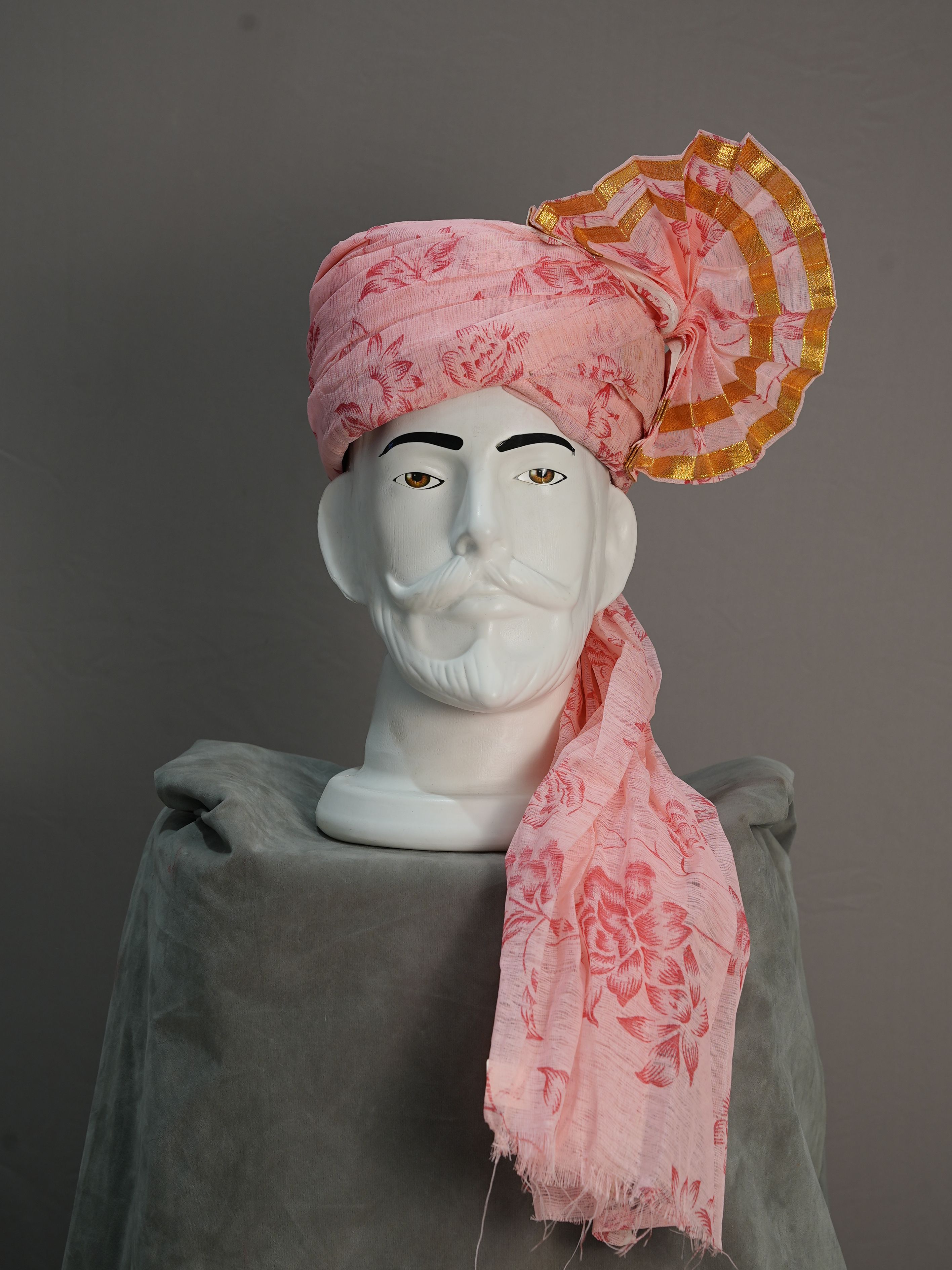 Baby Pink Floral Turra Pagdi