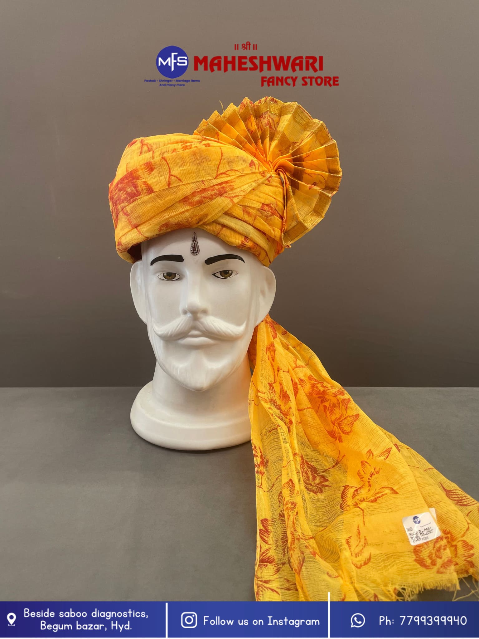Orange Floral Barati Pagdi