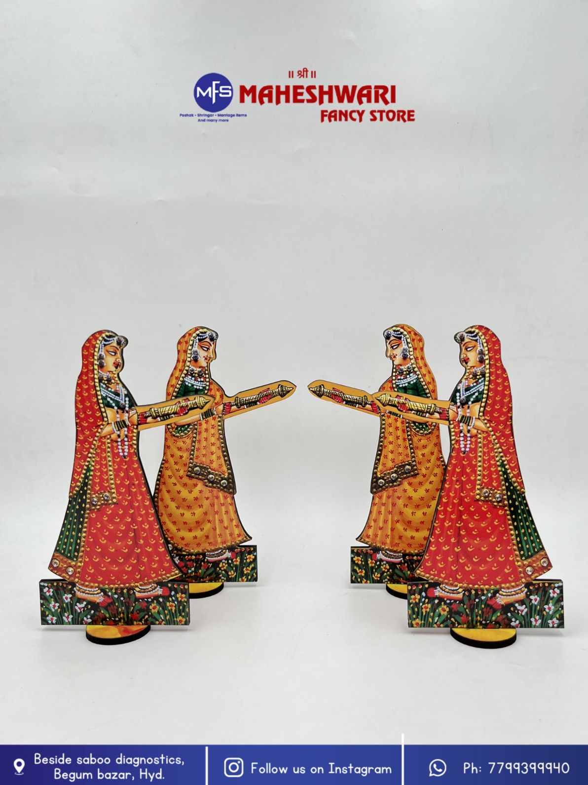 Maheshwari Fancy Store - Holi Gopi Cutouts 4 pc Set