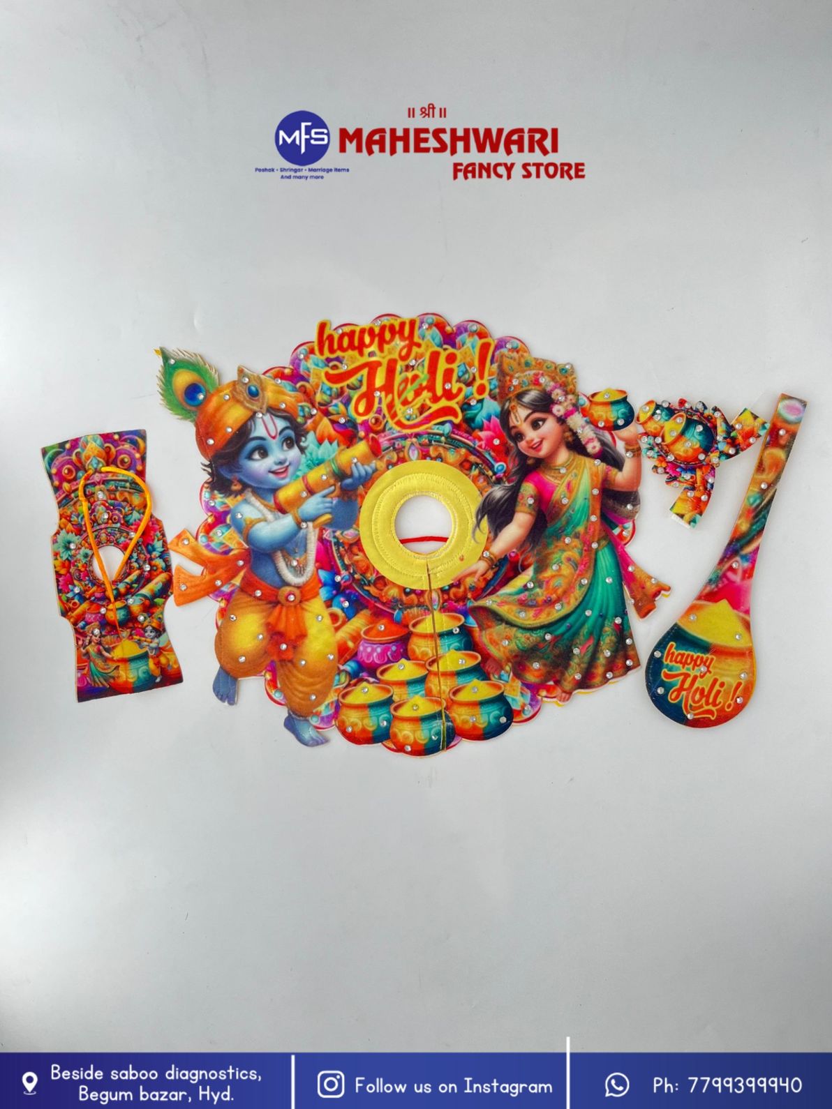 Maheshwari Fancy Store - Laddugopal Multicolour Holi Special Poshak