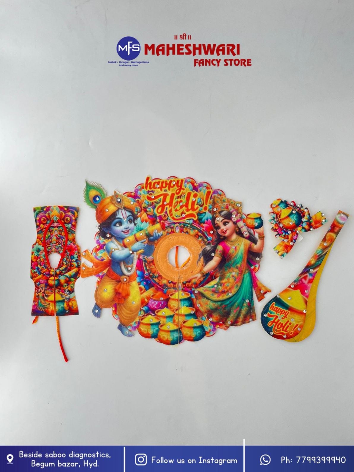 Maheshwari Fancy Store - Laddugopal Multicolour Holi Special Poshak