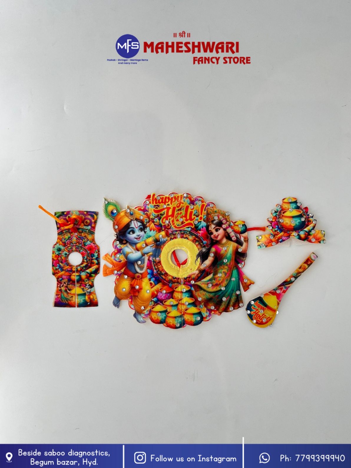 Maheshwari Fancy Store - Laddugopal Multicolour Holi Special Poshak