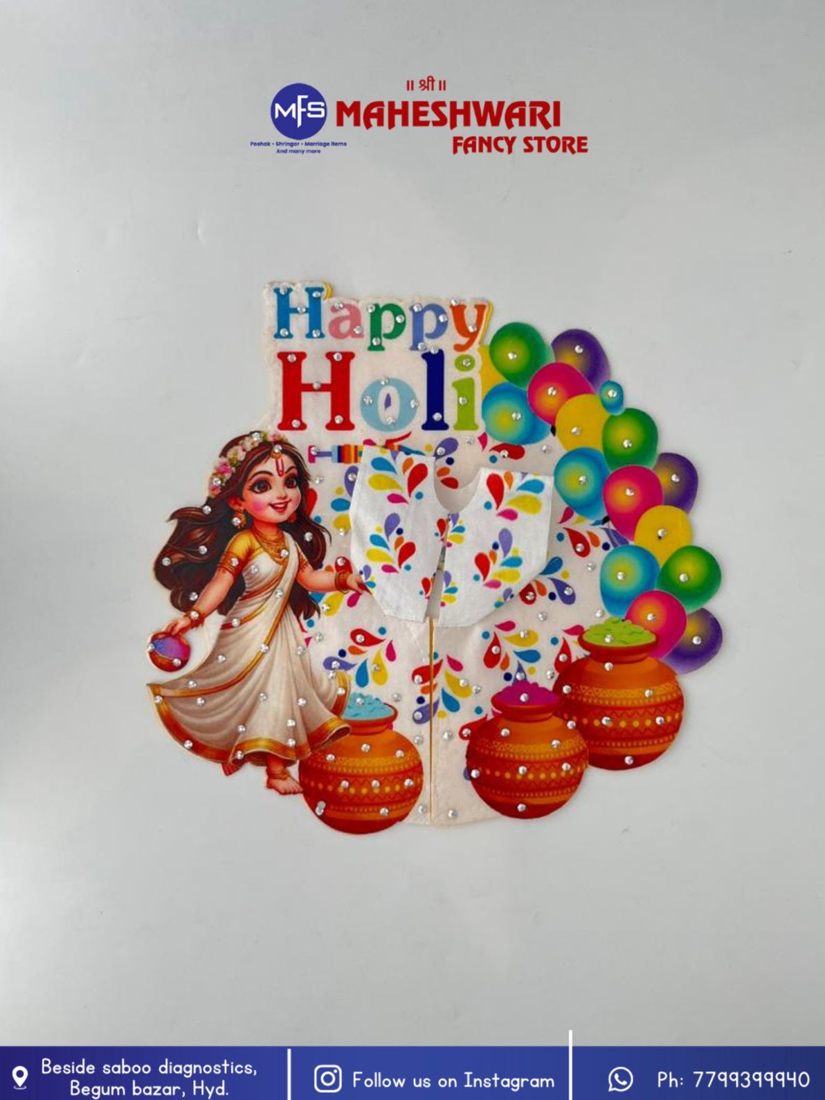Maheshwari Fancy Store - Laddugopal Holi Special Poshak