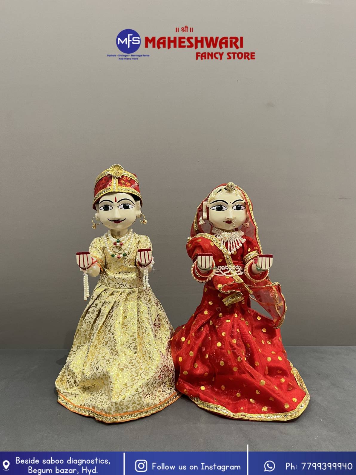 Maheshwari Fancy Store - Red and Golden Gangaur Set 15 Inch
