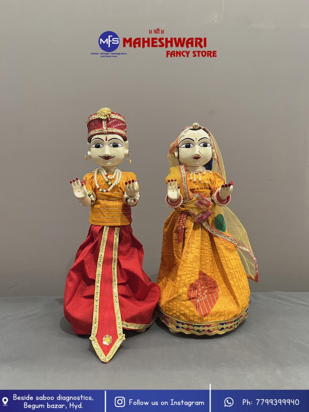 Maheshwari Fancy Store - Red and Yellow Aashirwaad Gangaur Set 18 Inch