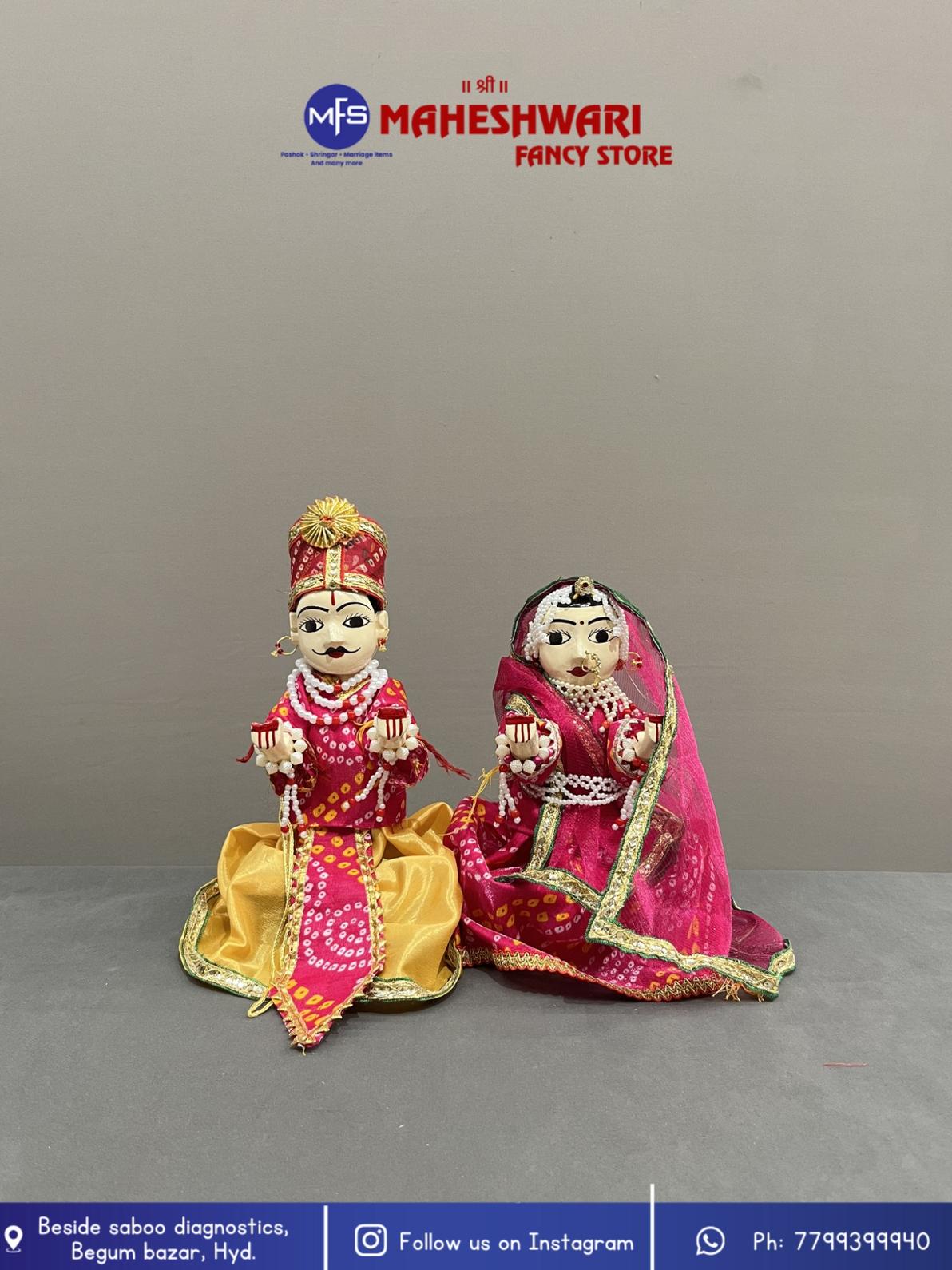 Maheshwari Fancy Store - Pink and Yellow Gangaur Set 9 Inch