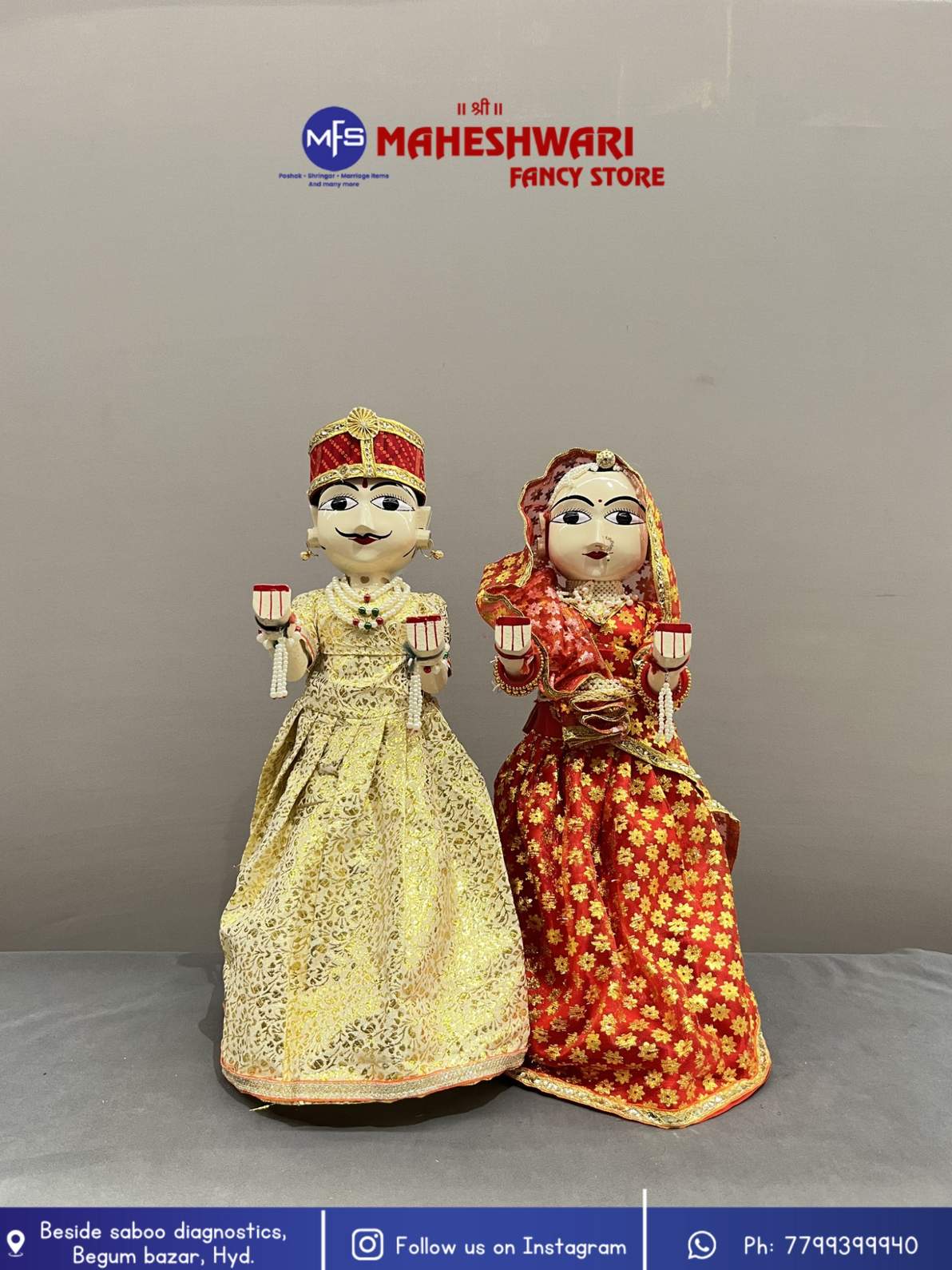 Maheshwari Fancy Store - Red and Golden Gangaur Set 18 Inch