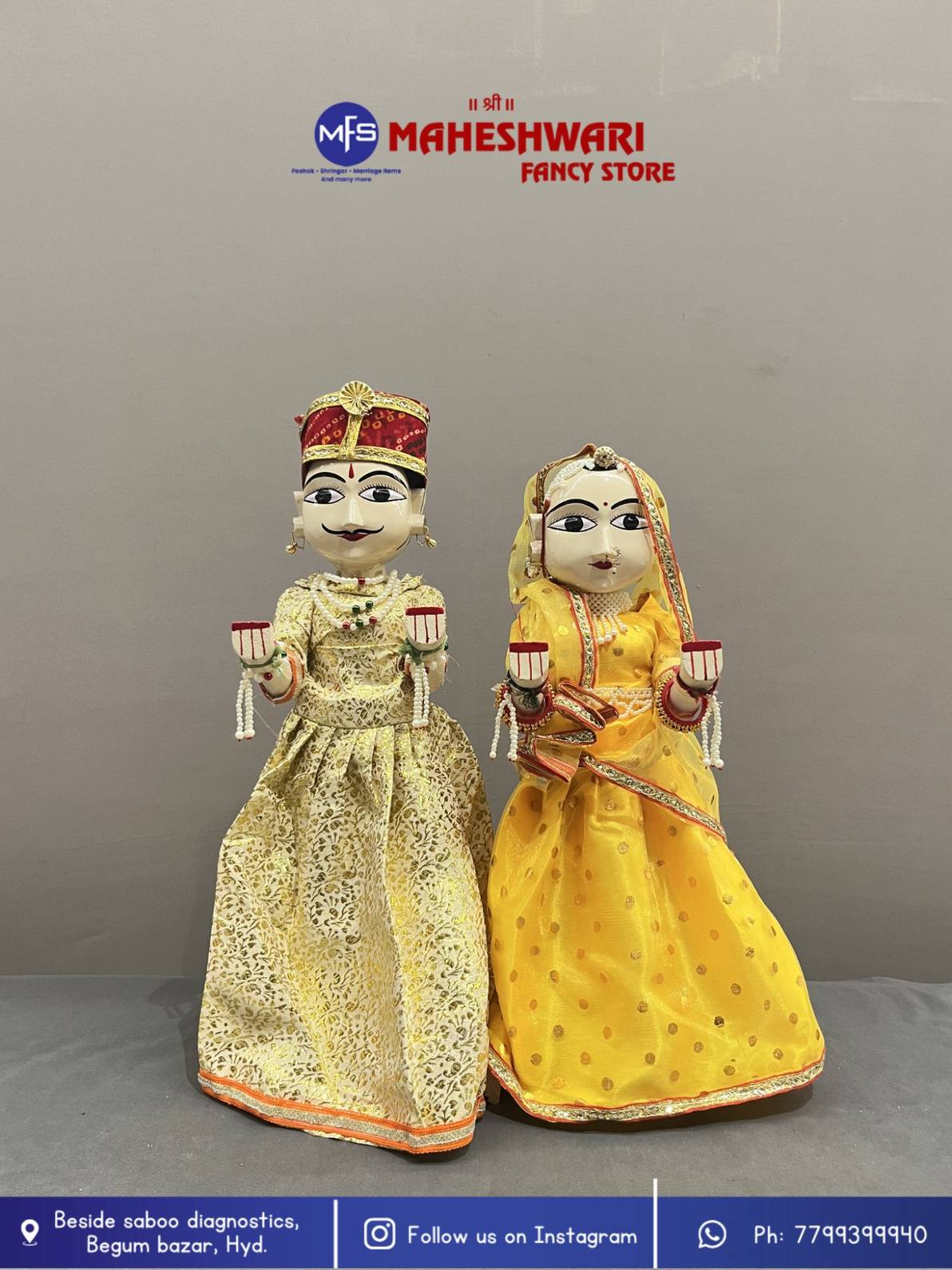 Maheshwari Fancy Store - Yellow and Gold Gangaur Set 18 Inch