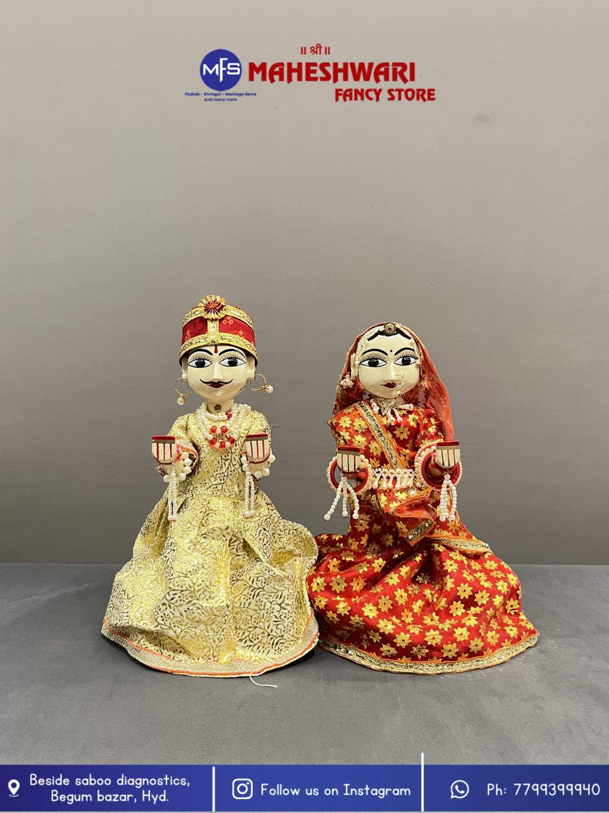 Maheshwari Fancy Store - Red and Golden Gangaur Set 12 Inch