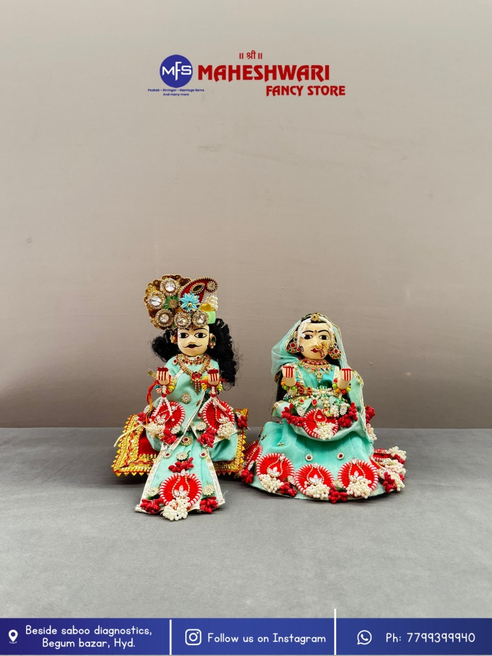 Maheshwari Fancy Store - Fancy Blue Decorated Gangaur Set 9 Inch