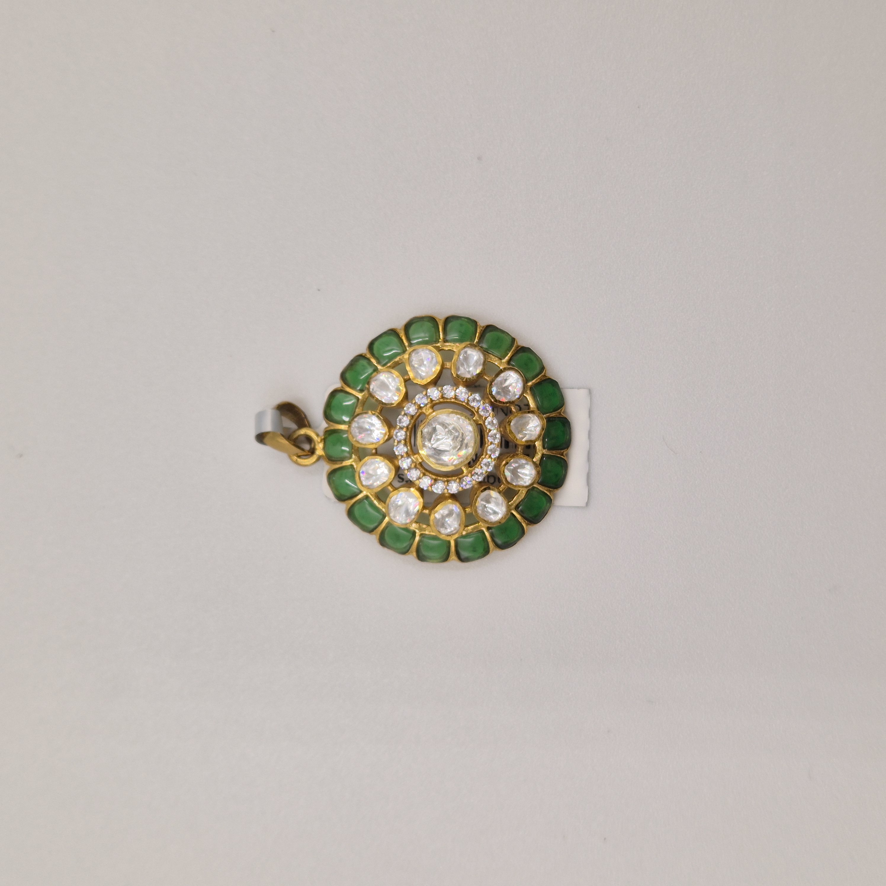 Silver Emerald Halo Round Pendant
