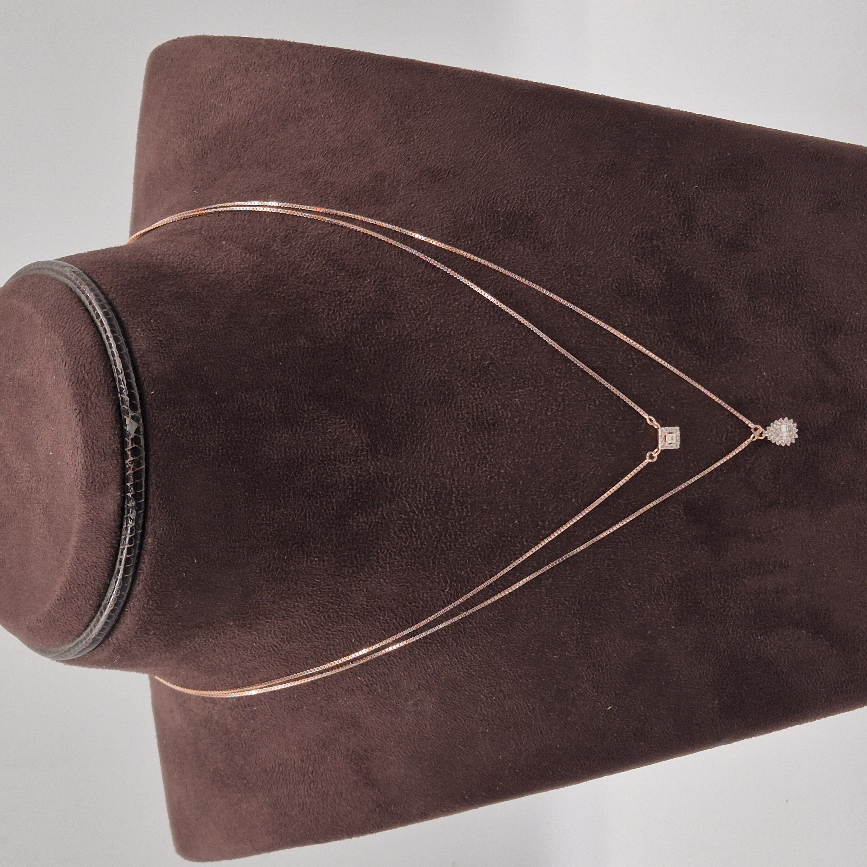 Order Rose Gold Double Layer Silver Pendant Necklace Set online in Hyderabad