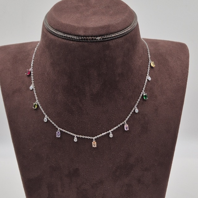 Shri Modi Jewellers - Multicolor Gemstone Silver Charm Necklace Set