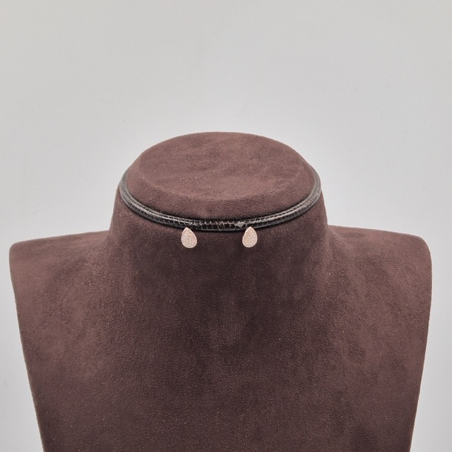 Shri Modi Jewellers - Rose Gold Teardrop Silver Dangle Necklace Set