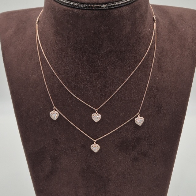 Shri Modi Jewellers - Romantic Hearts Layered Silver Necklace Set